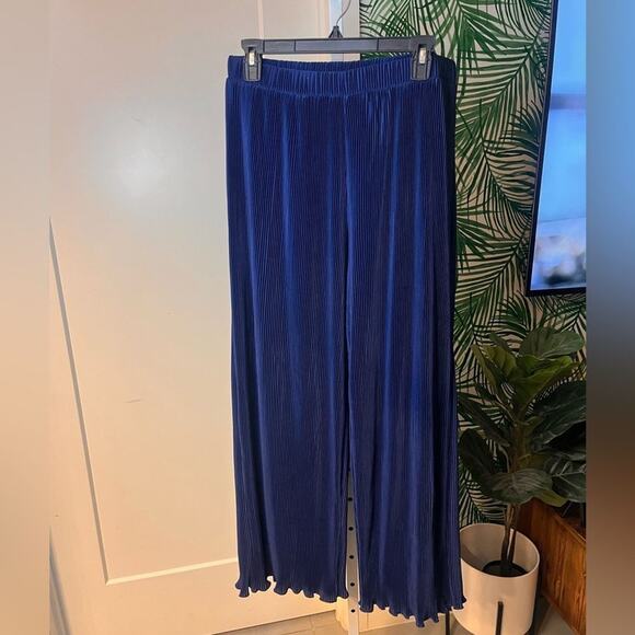 Joie Blue Pleated Wide Leg Pants, size large, EUC - Picture 1 of 8